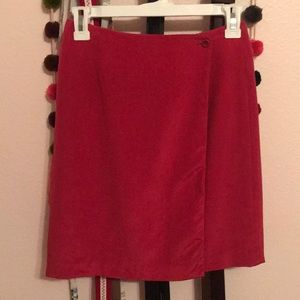 red button wrap skirt